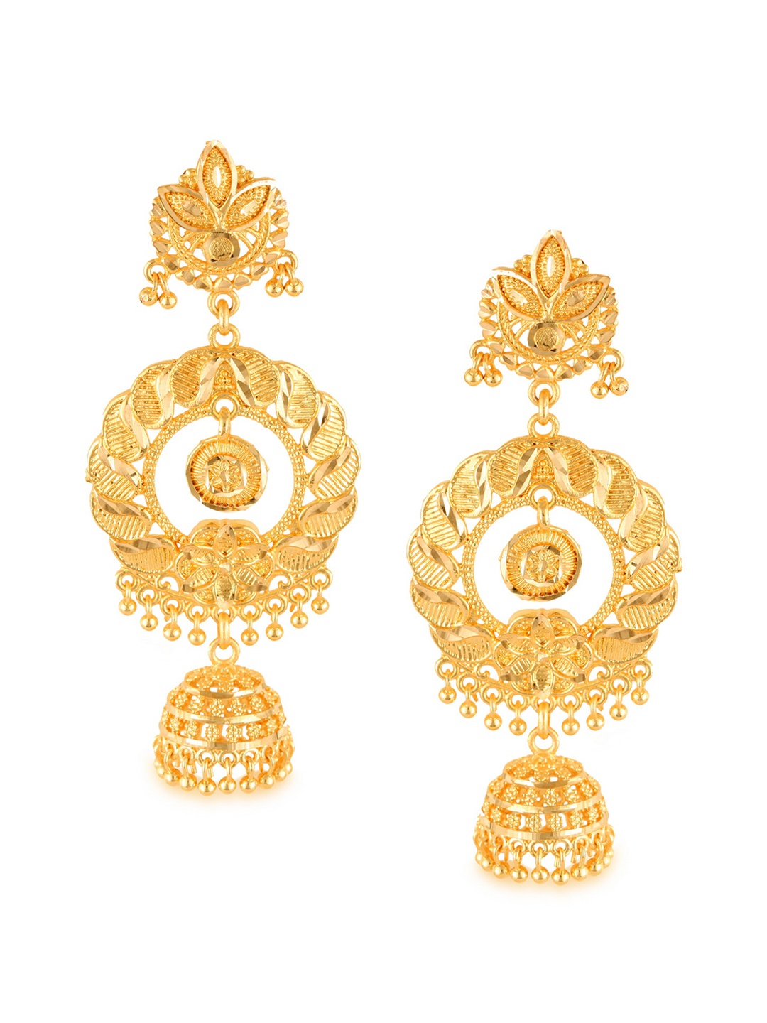 

Vighnaharta Gold-Plated Floral Jhumkas Earrings