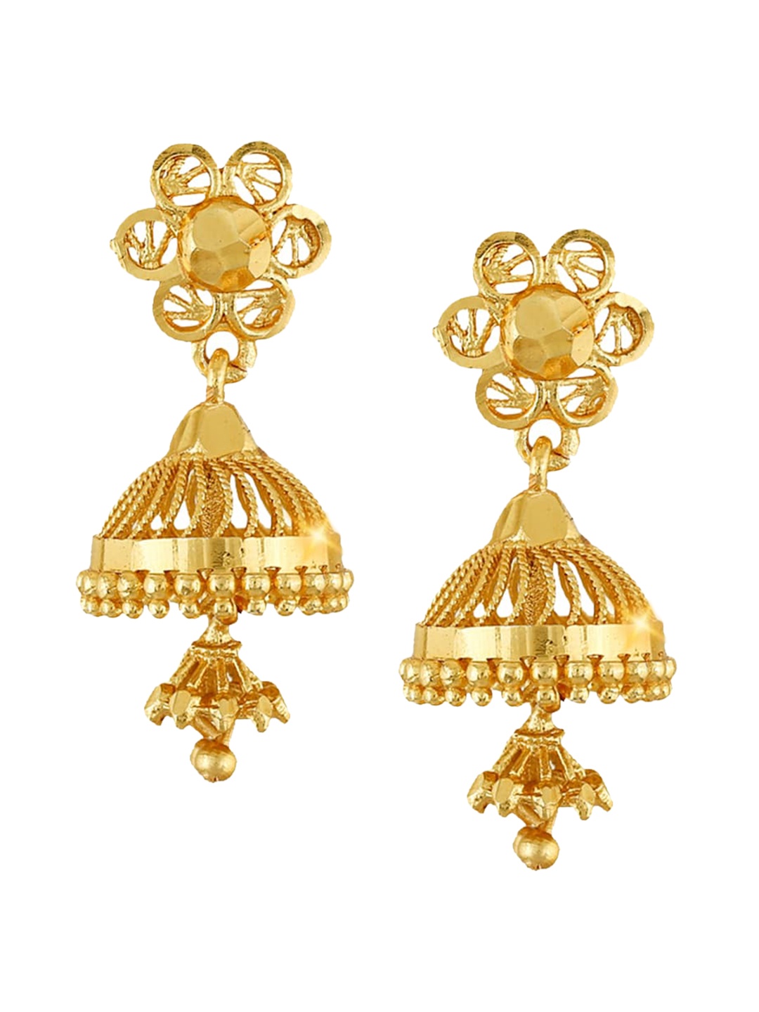 Vighnaharta Gold-Plated Floral Jhumkas