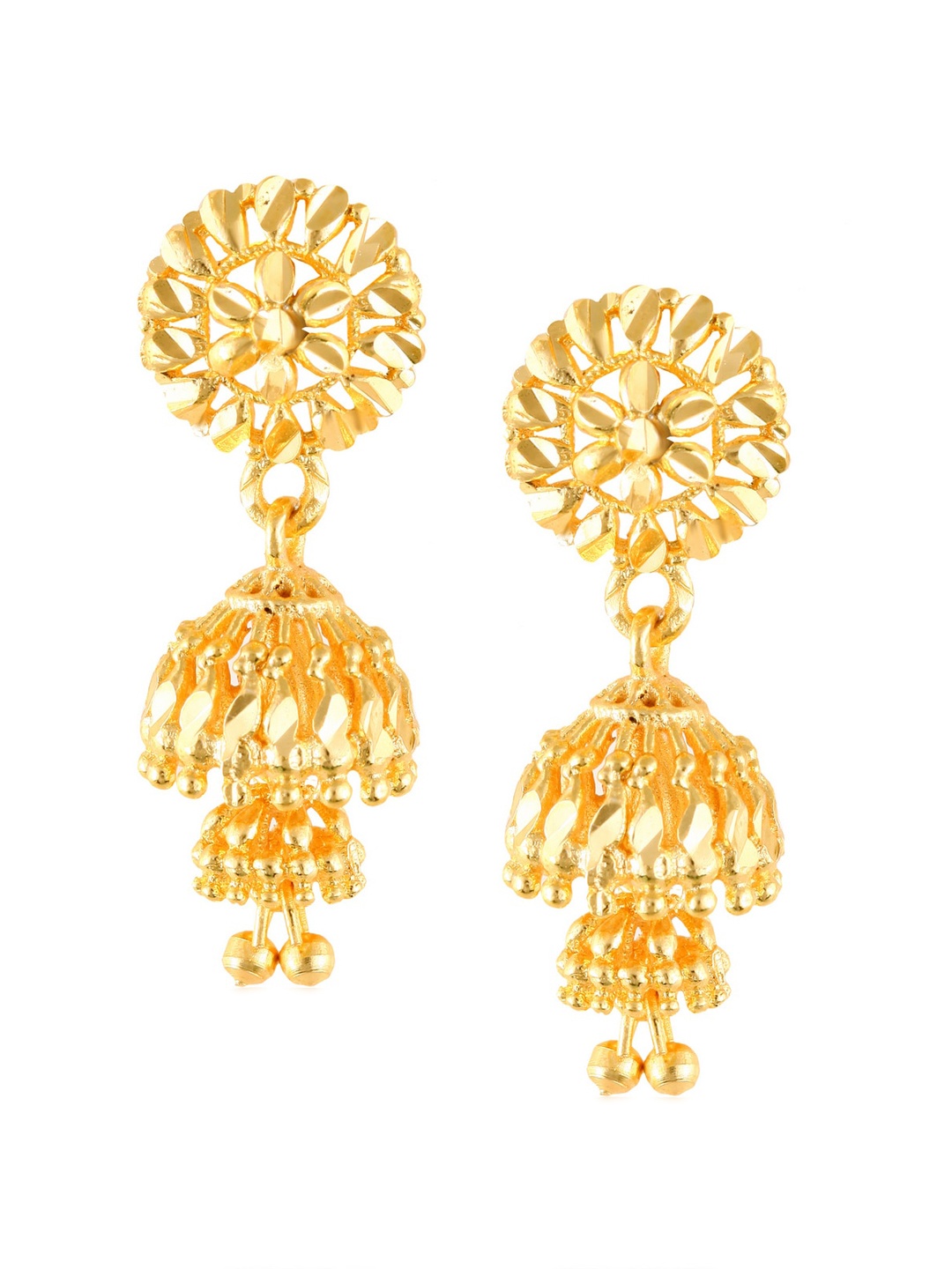 

Vighnaharta Gold-Plated Floral Jhumkas