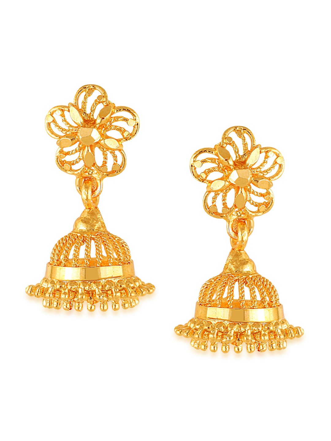 

Vighnaharta Gold-Plated Floral Jhumkas