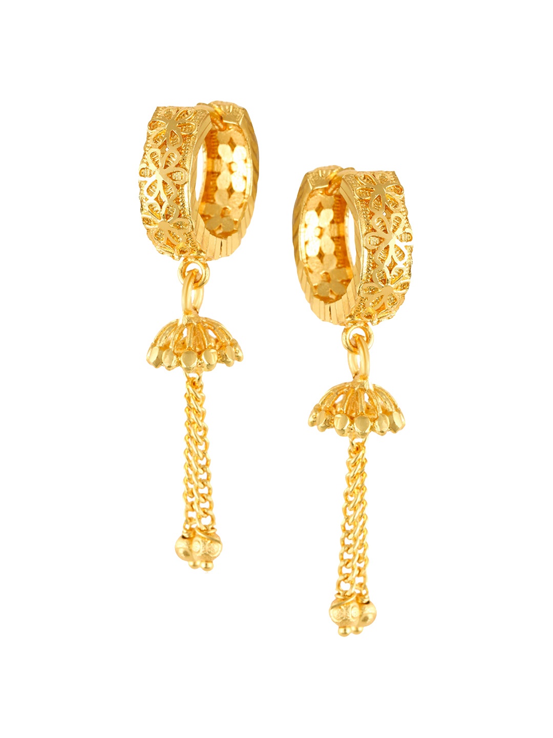 

Vighnaharta Gold-Plated Tasselled Circular Hoop Earrings
