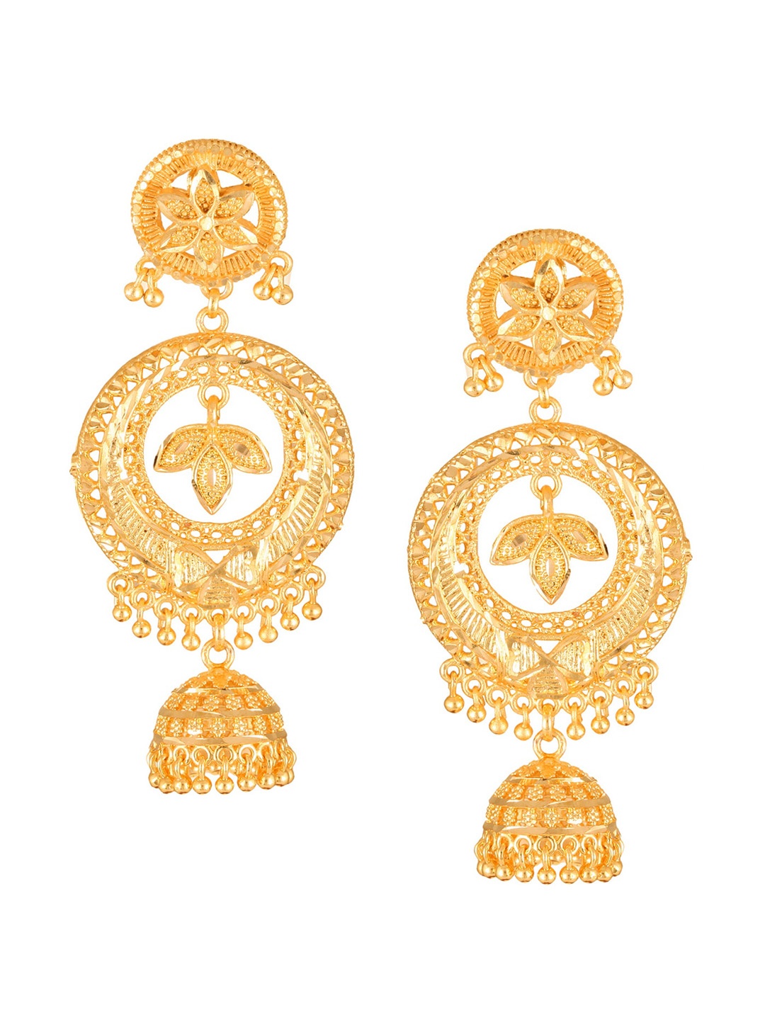 

Vighnaharta Gold-Plated Classic Jhumkas Earrings