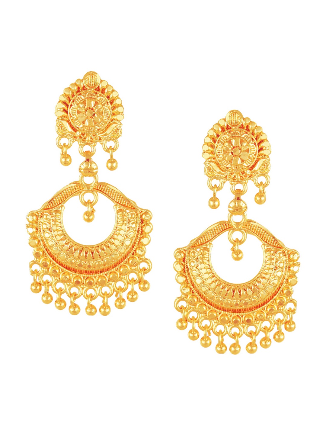 

Vighnaharta Gold-Plated Alloy Floral Drop Earrings