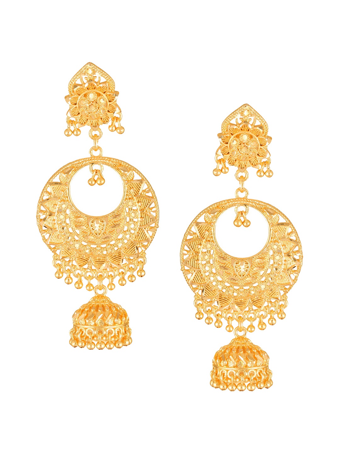 

Vighnaharta Gold-Plated Floral Drop Earrings