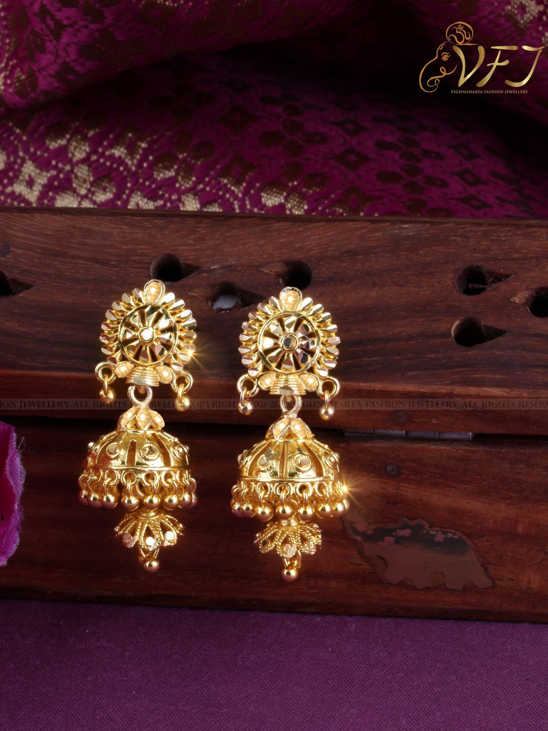 

Vighnaharta Gold-Plated Classic Jhumkas Earrings