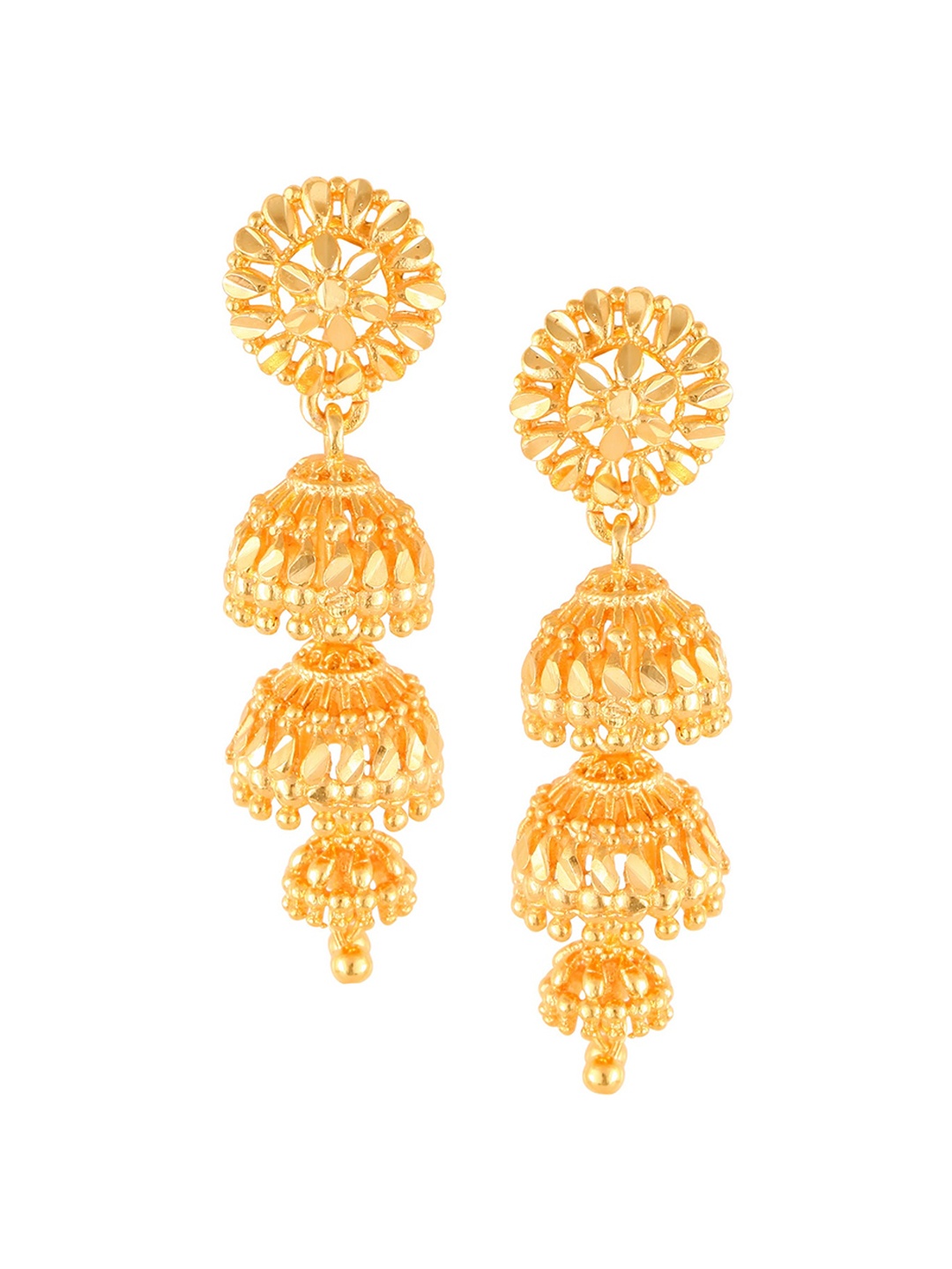 

Vighnaharta Gold-Plated Dome-Shaped Jhumkas Earrings