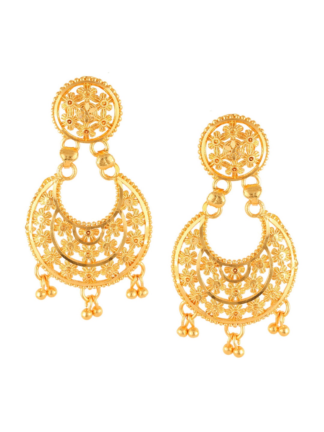 

Vighnaharta Gold-Plated Crescent-Shaped Chandbalis Earrings