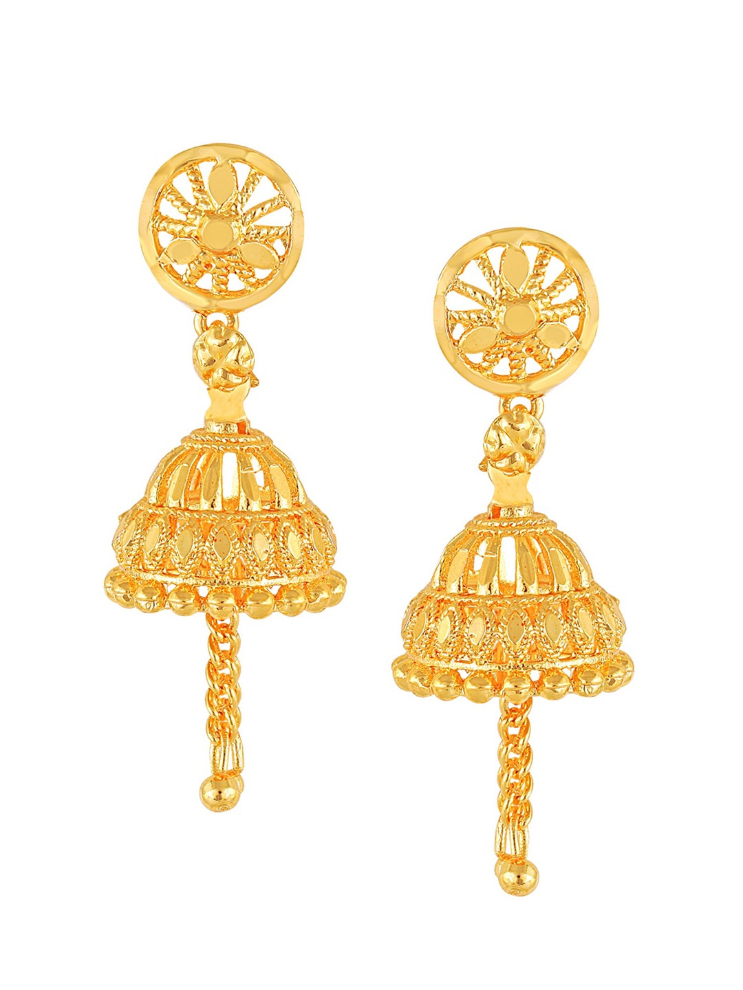 

Vighnaharta Gold-Plated Floral Jhumkas