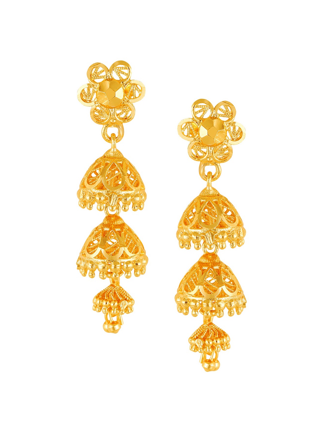 

Vighnaharta Gold-Plated Floral Jhumkas