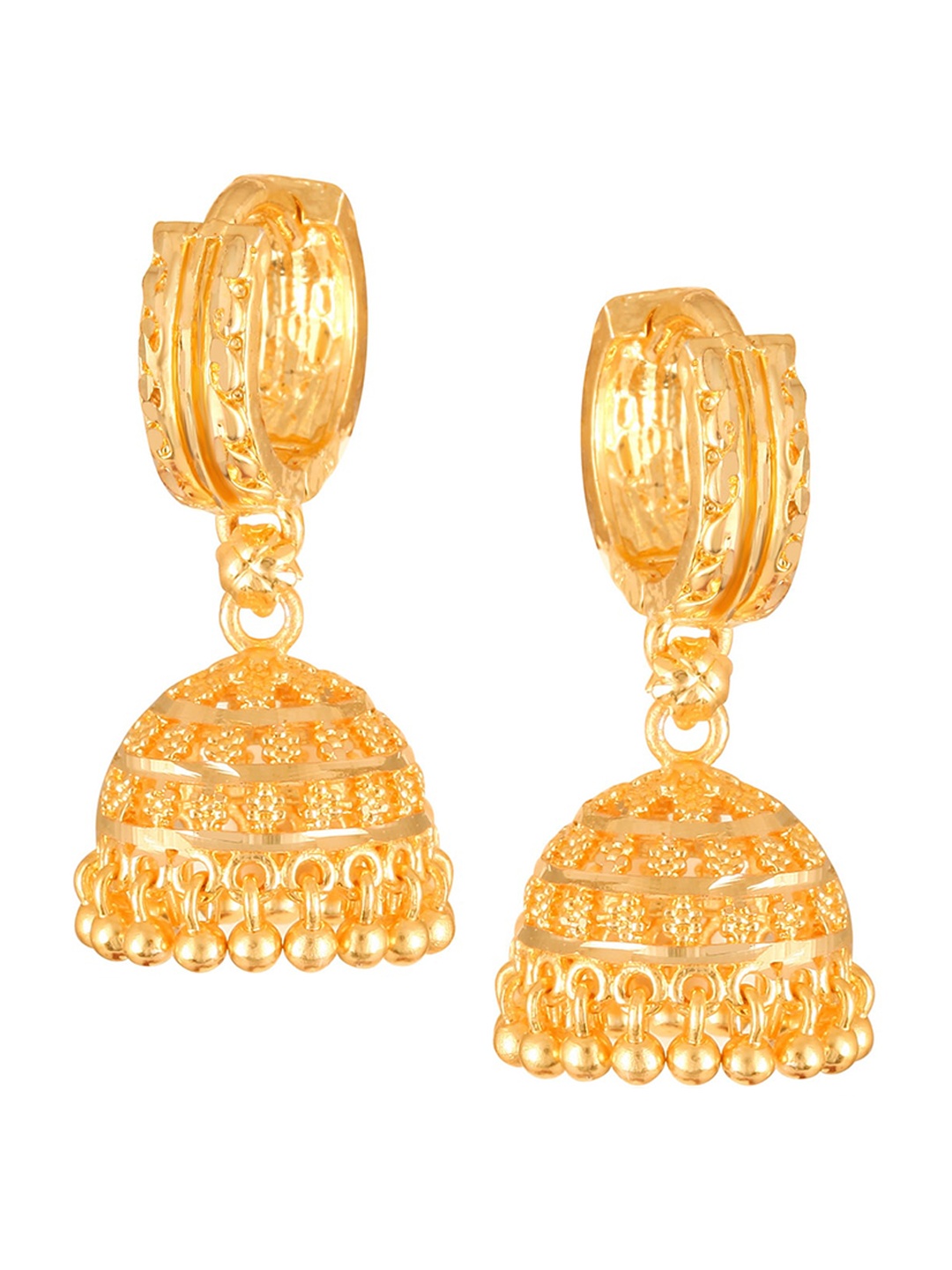 

Vighnaharta Gold-Plated Floral Jhumkas Earrings