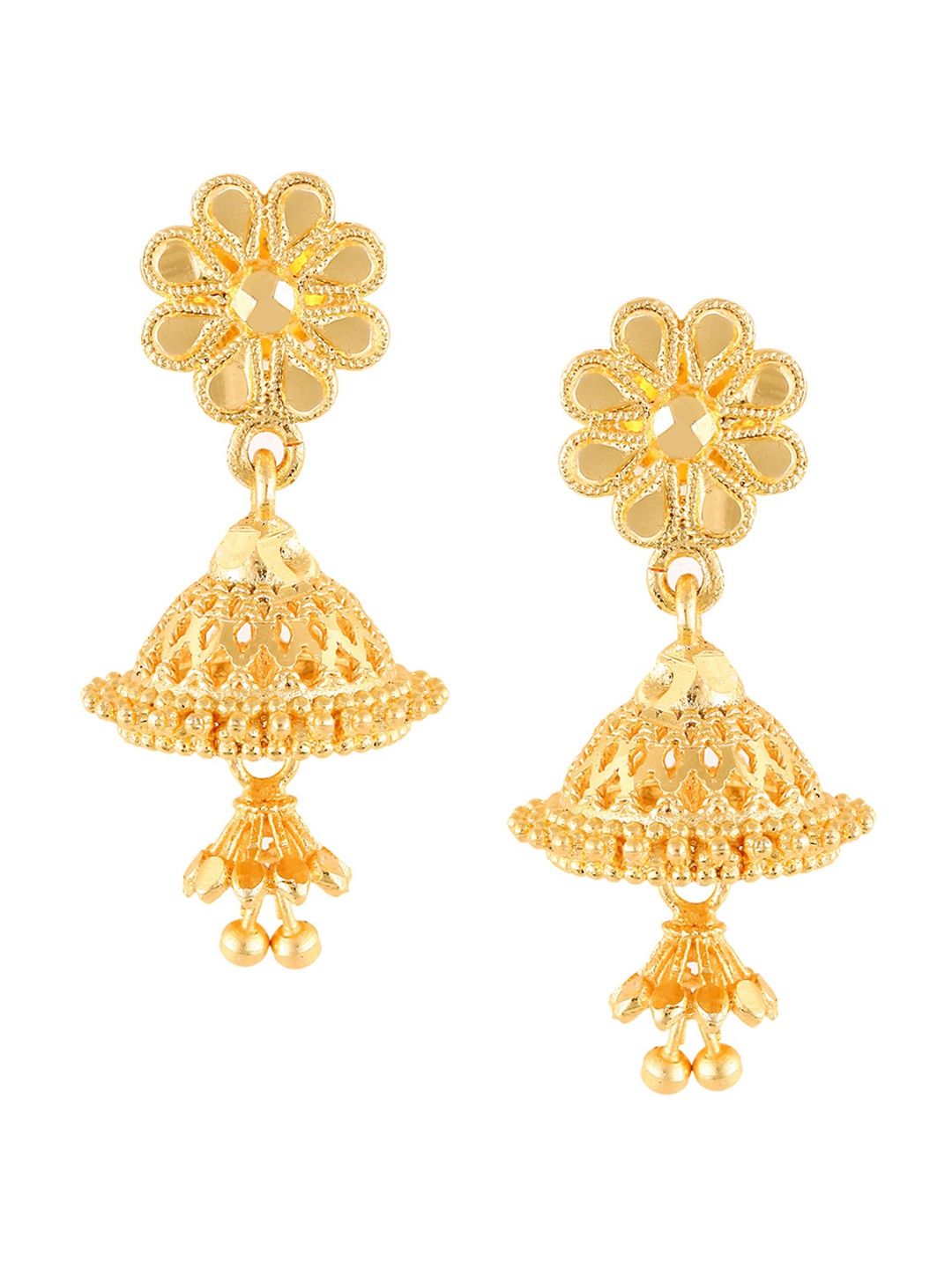 

Vighnaharta Gold-Plated Floral Jhumkas Earrings