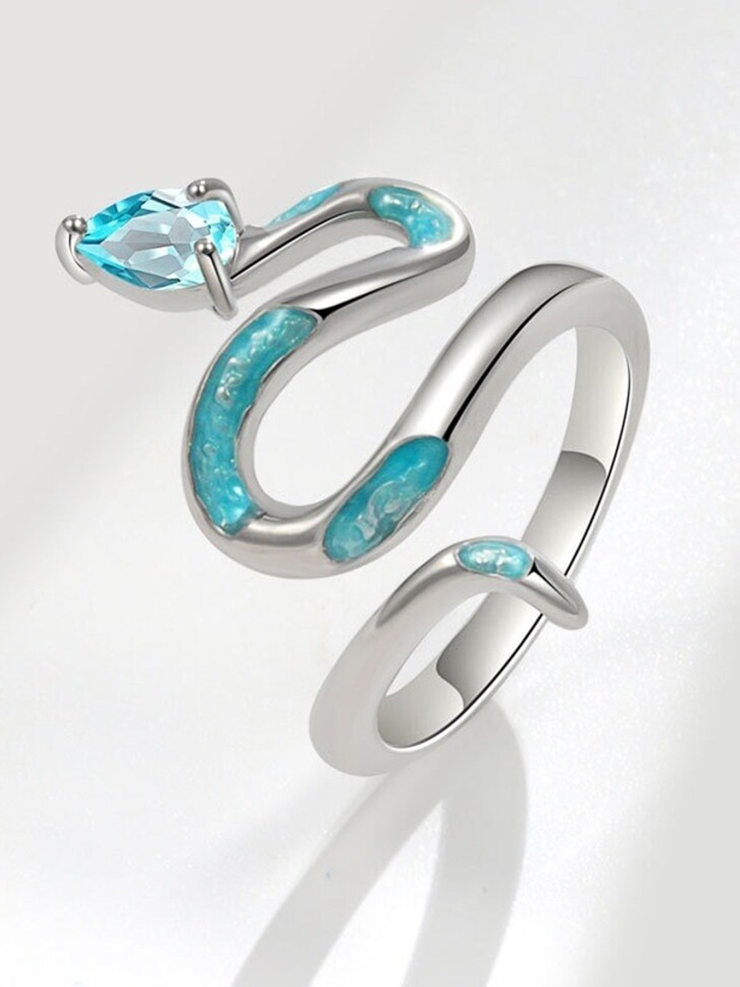 

MYKI Silver-plated Adjustable Finger Ring, Blue