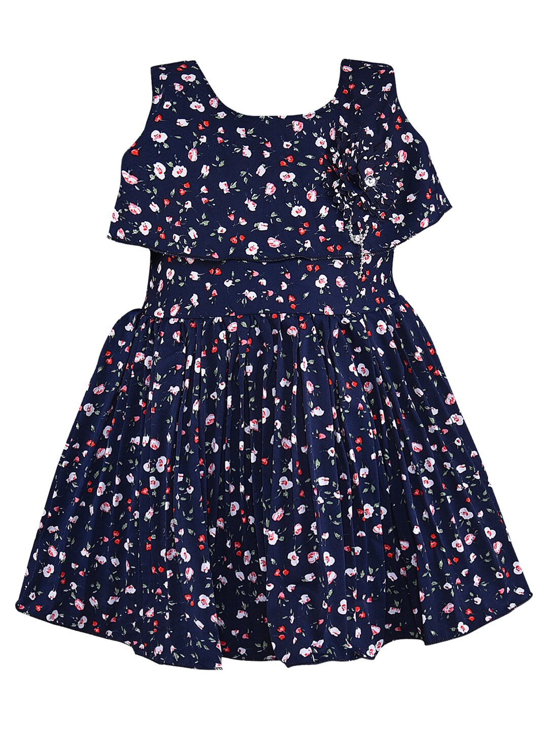 

Wish Karo Girls Floral Printed Fit & Flare Dress, Navy blue