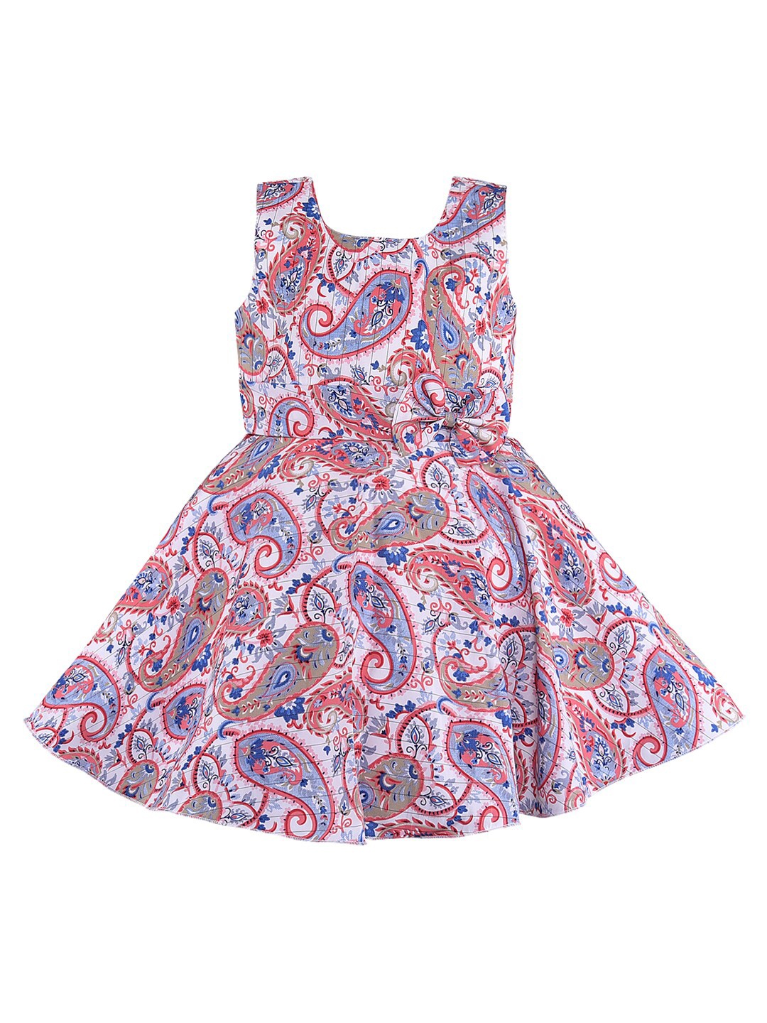 

Wish Karo Girls Paisely Printed Fit & Flare Dress, Pink