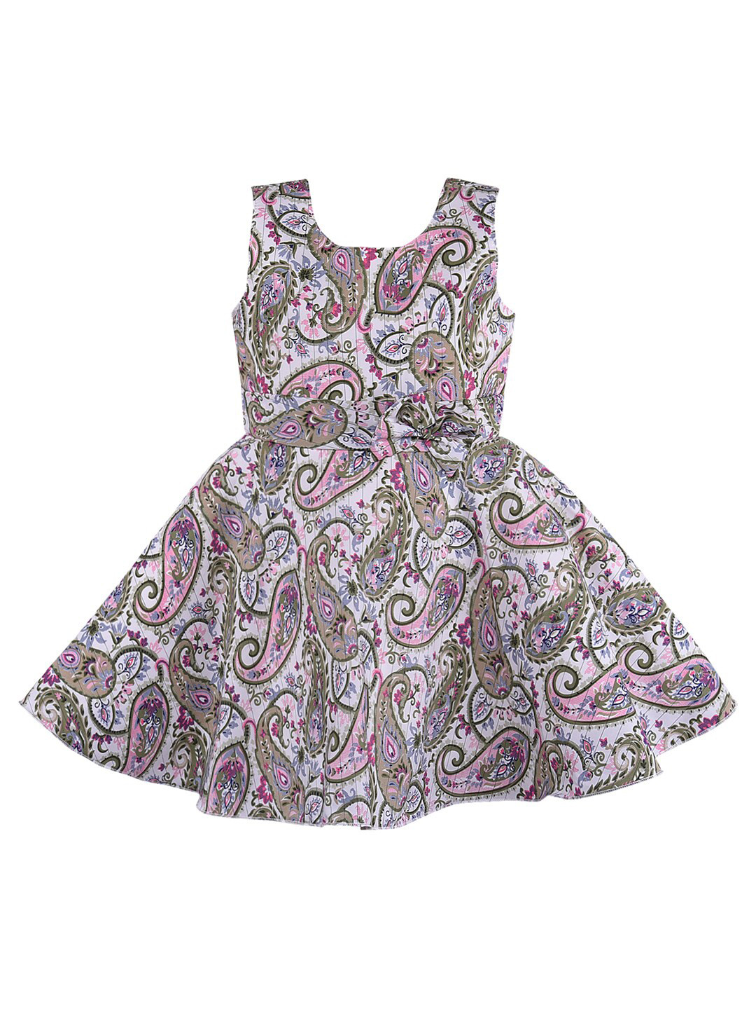 

Wish Karo Girls Paisely Printed Fit & Flare Dress, Green
