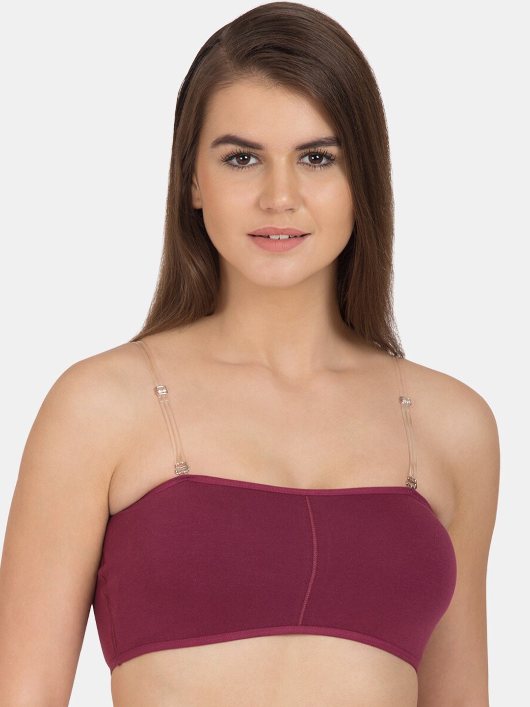 

Tweens Strapless Cotton Bandeau Bra Medium Coverage Lightly Padded, Maroon