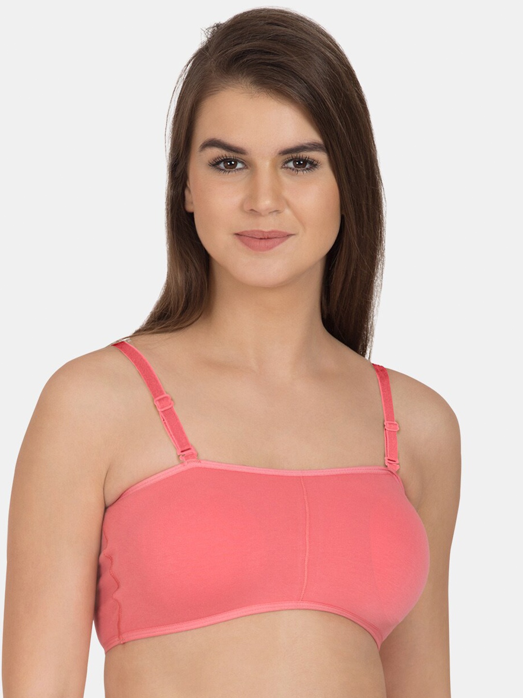 

Tweens Strapless Cotton Bandeau Bra Medium Coverage Lightly Padded, Coral