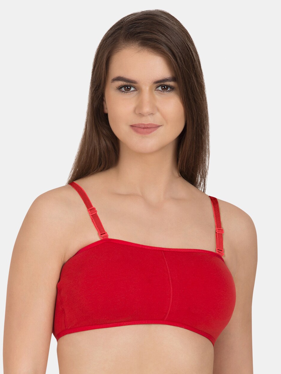 

Tweens Strapless Cotton Bandeau Bra Medium Coverage Lightly Padded, Red