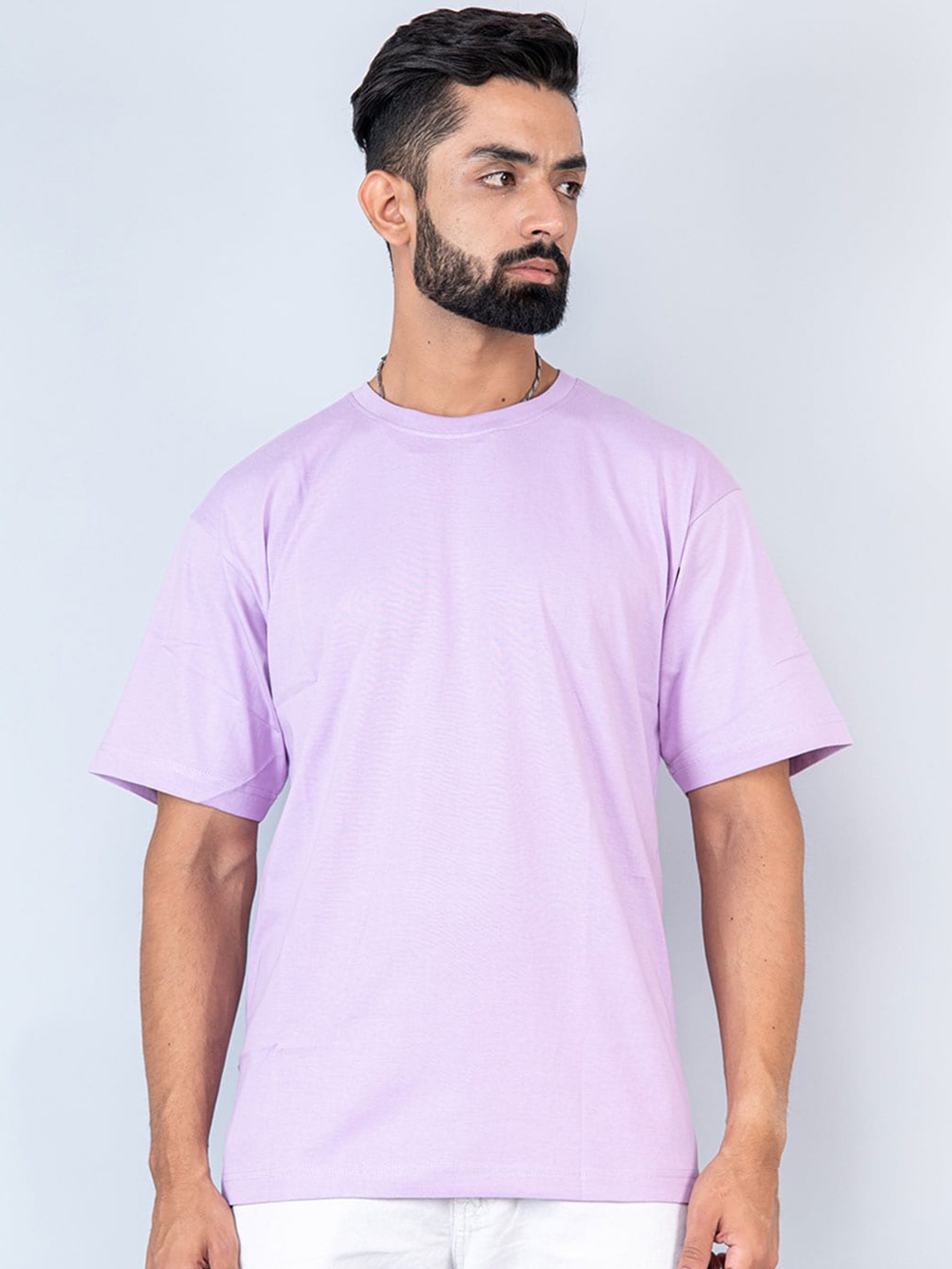 

Tistabene Round Neck Oversized Cotton T-shirt, Lavender