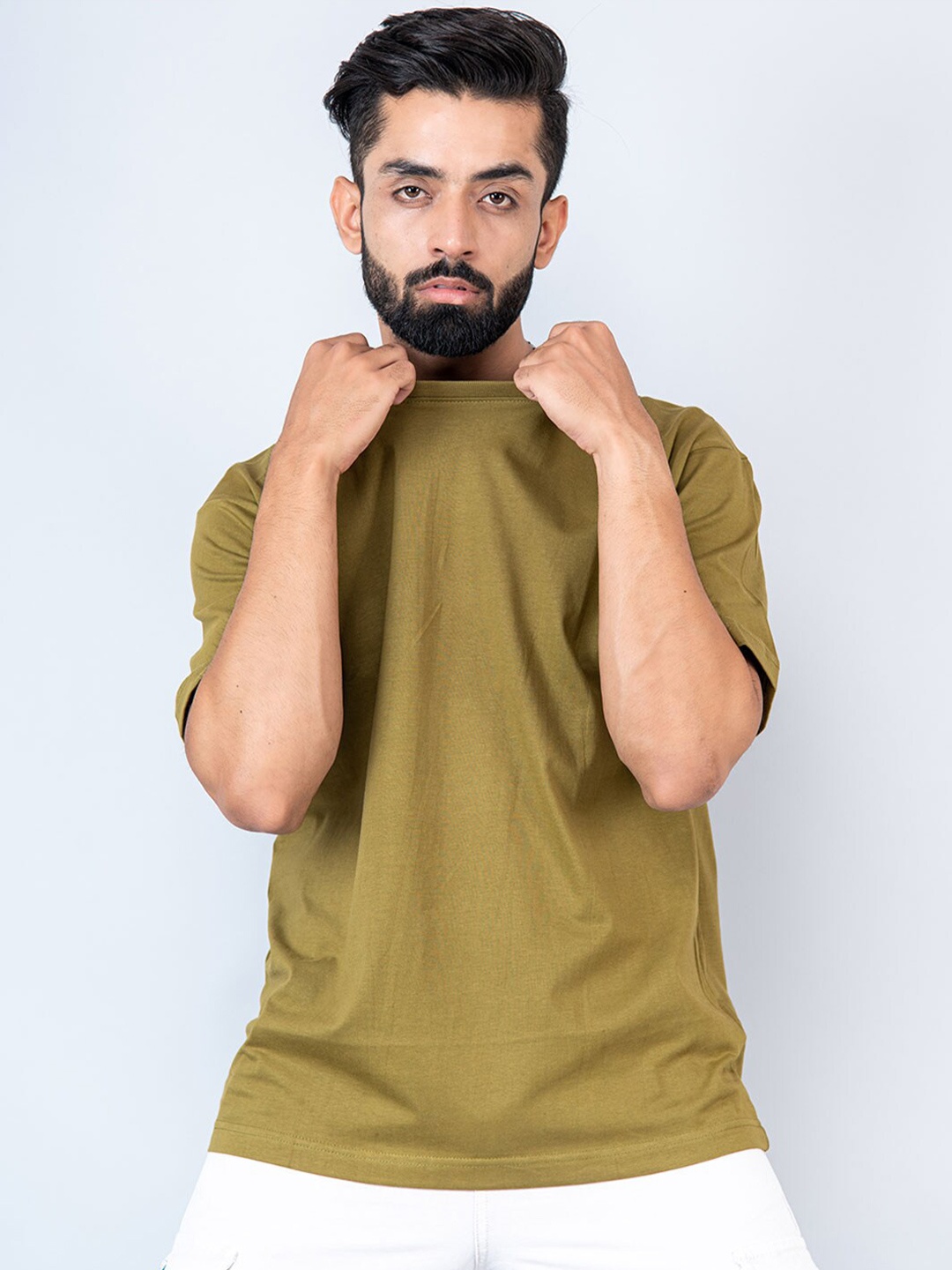 

Tistabene Round Neck Loose Cotton T-Shirt, Olive