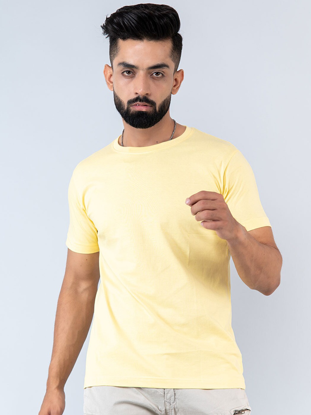 

Tistabene Round Neck Regular Fit Cotton Casual T-shirt, Yellow