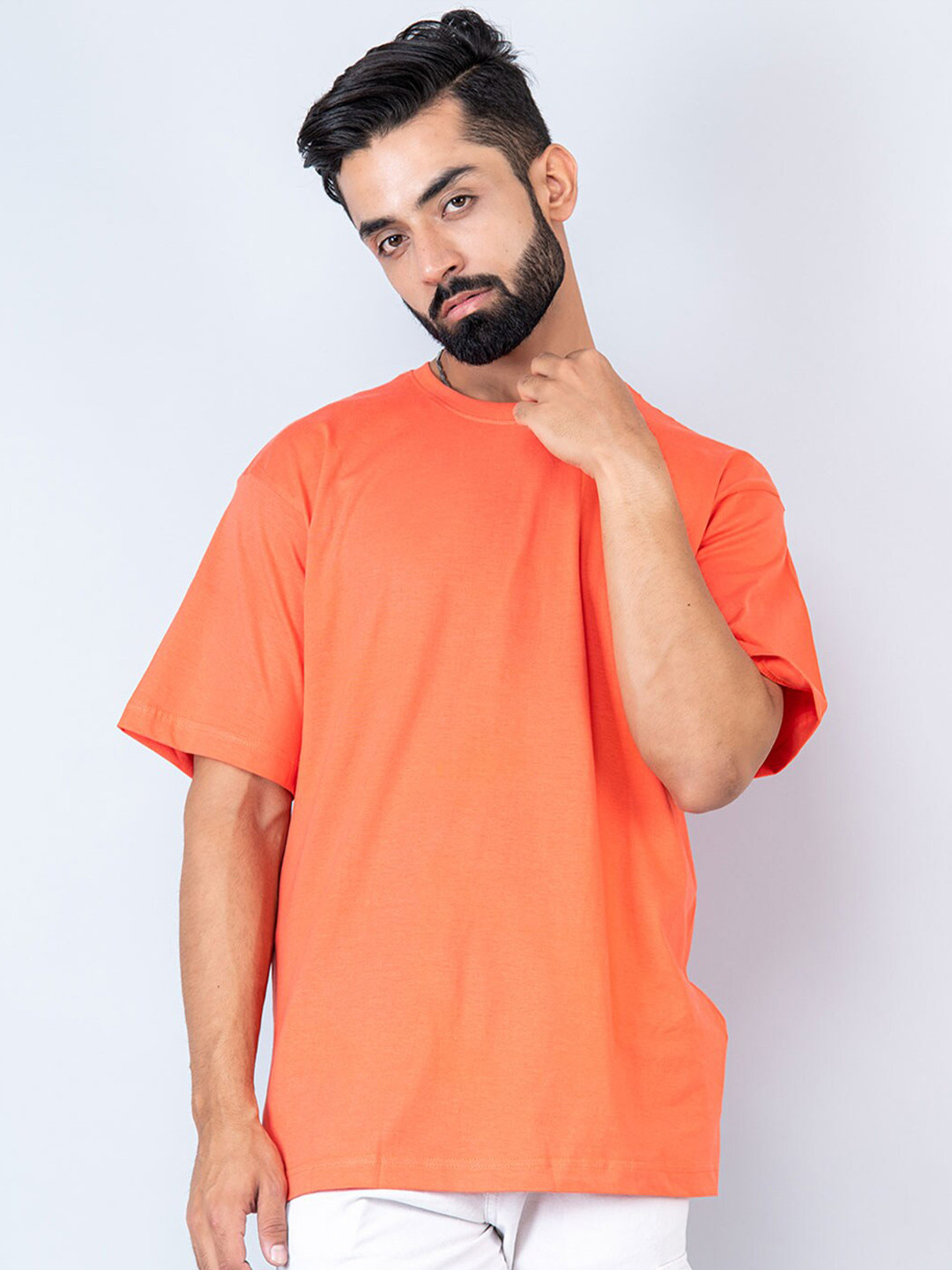 

Tistabene Round Neck Loose Fit Drop Shoulder Sleeves Cotton Casual T-shirt, Red
