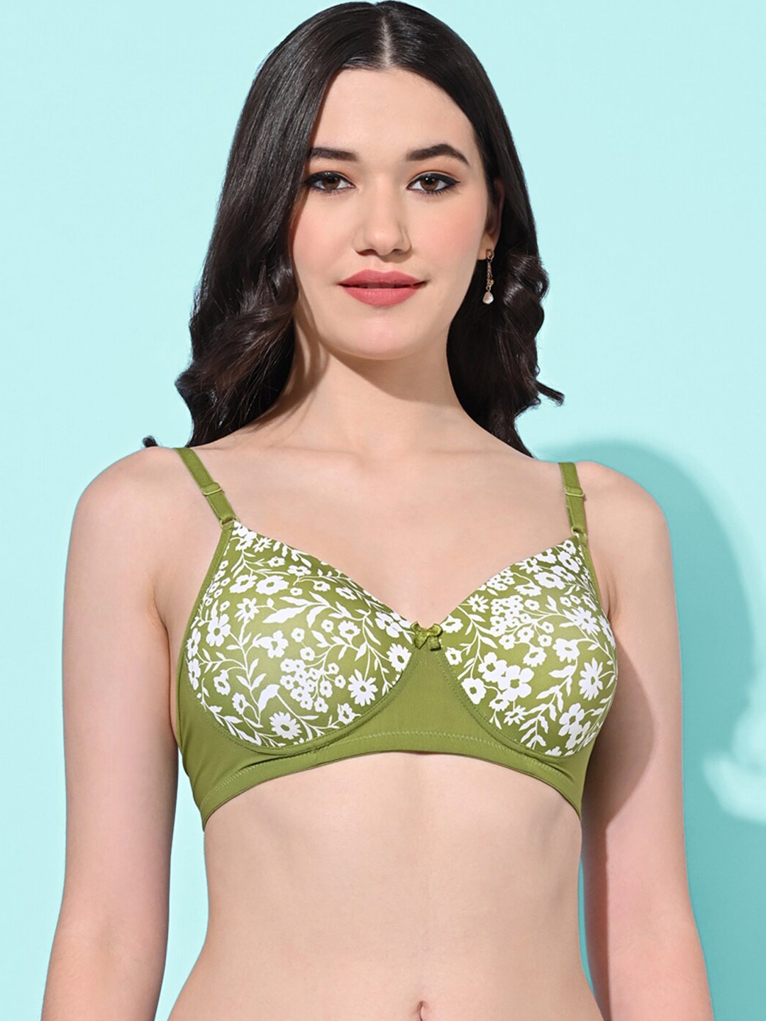 

FIMS Floral All Day Comfort Full Coverage Lightly Padded Everyday Bra, Green