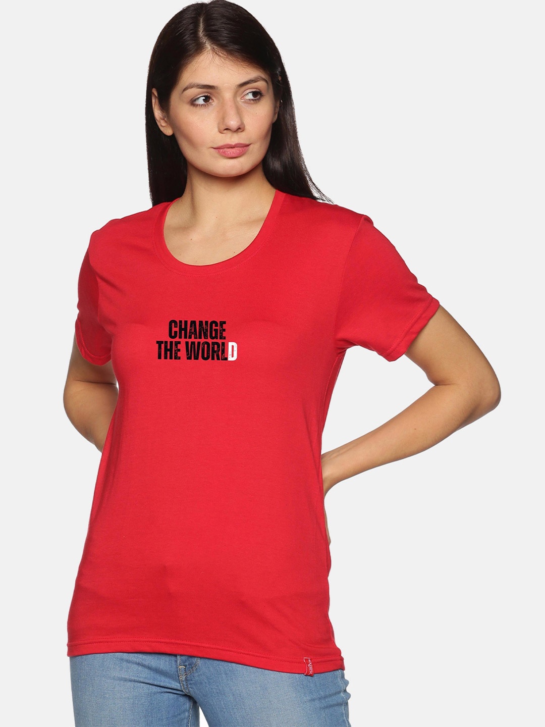 

NOT YET by us Typography Printed Cotton T-Shirt, Red
