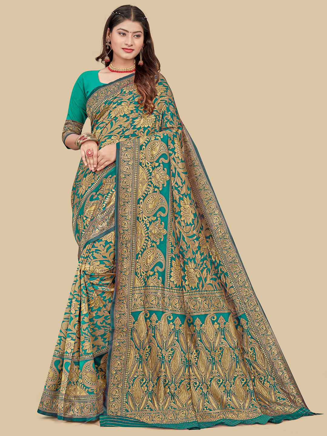 

Dori Paisley Woven Design Art Silk Saree, Blue