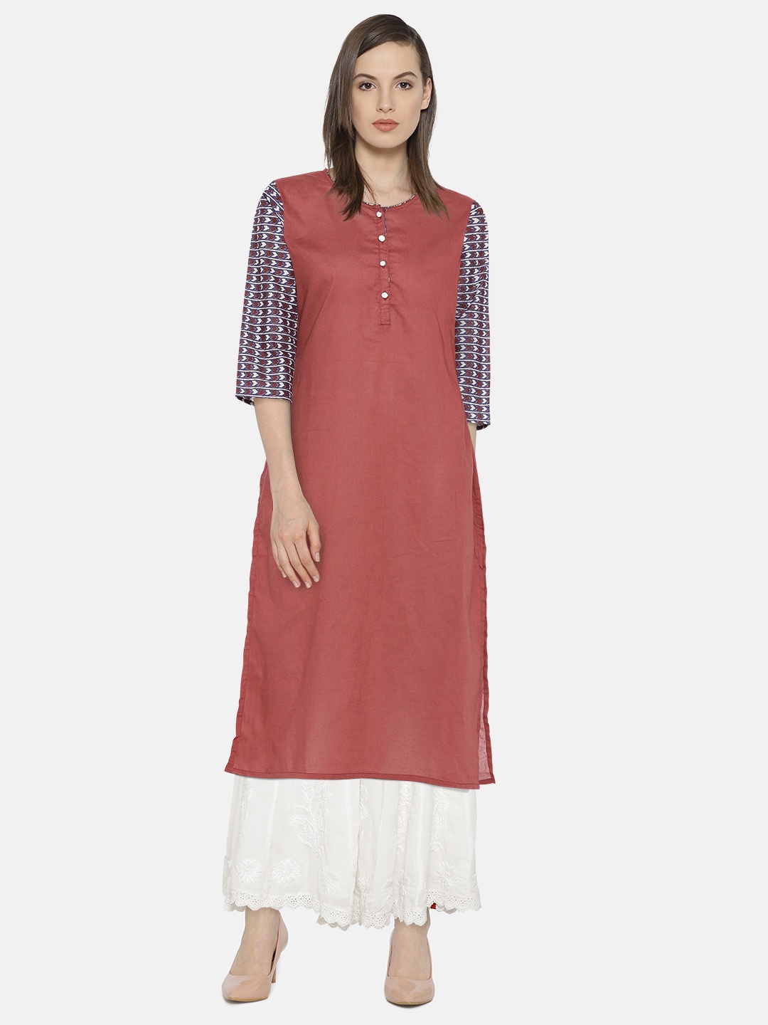 

Shree Women Maroon Solid Straight Kurta