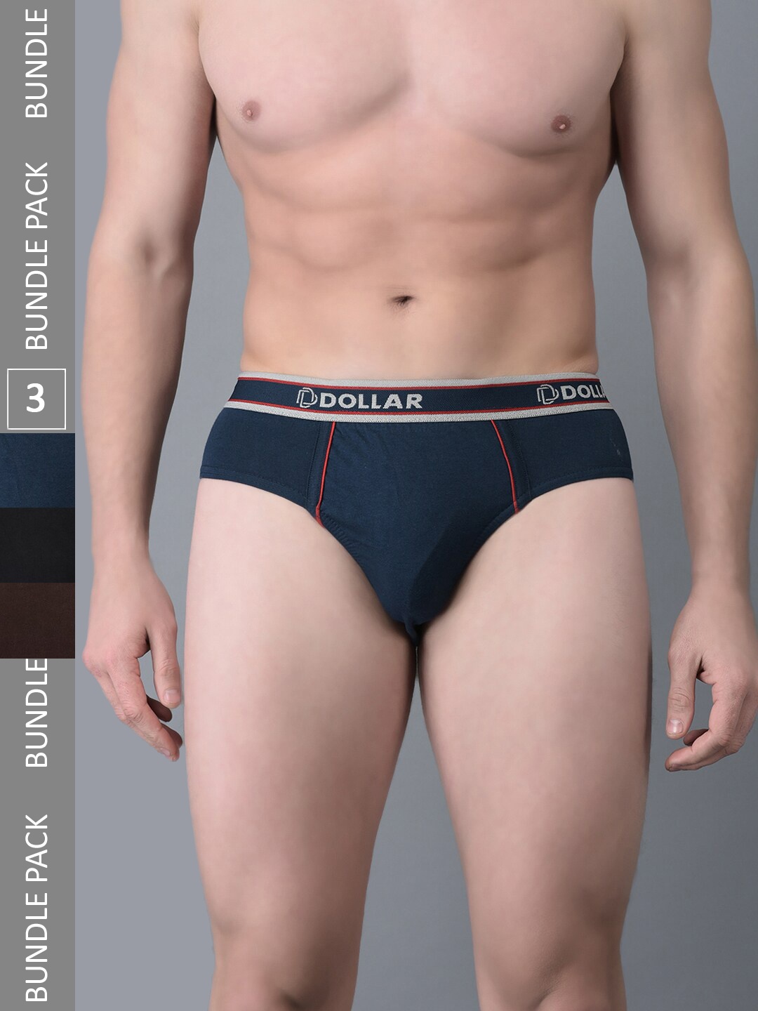 

Dollar Bigboss Men Pack Of 3 Assorted Anti-Odour Cotton Basic Briefs MBBR-04-MDSTE-PO3-CO2