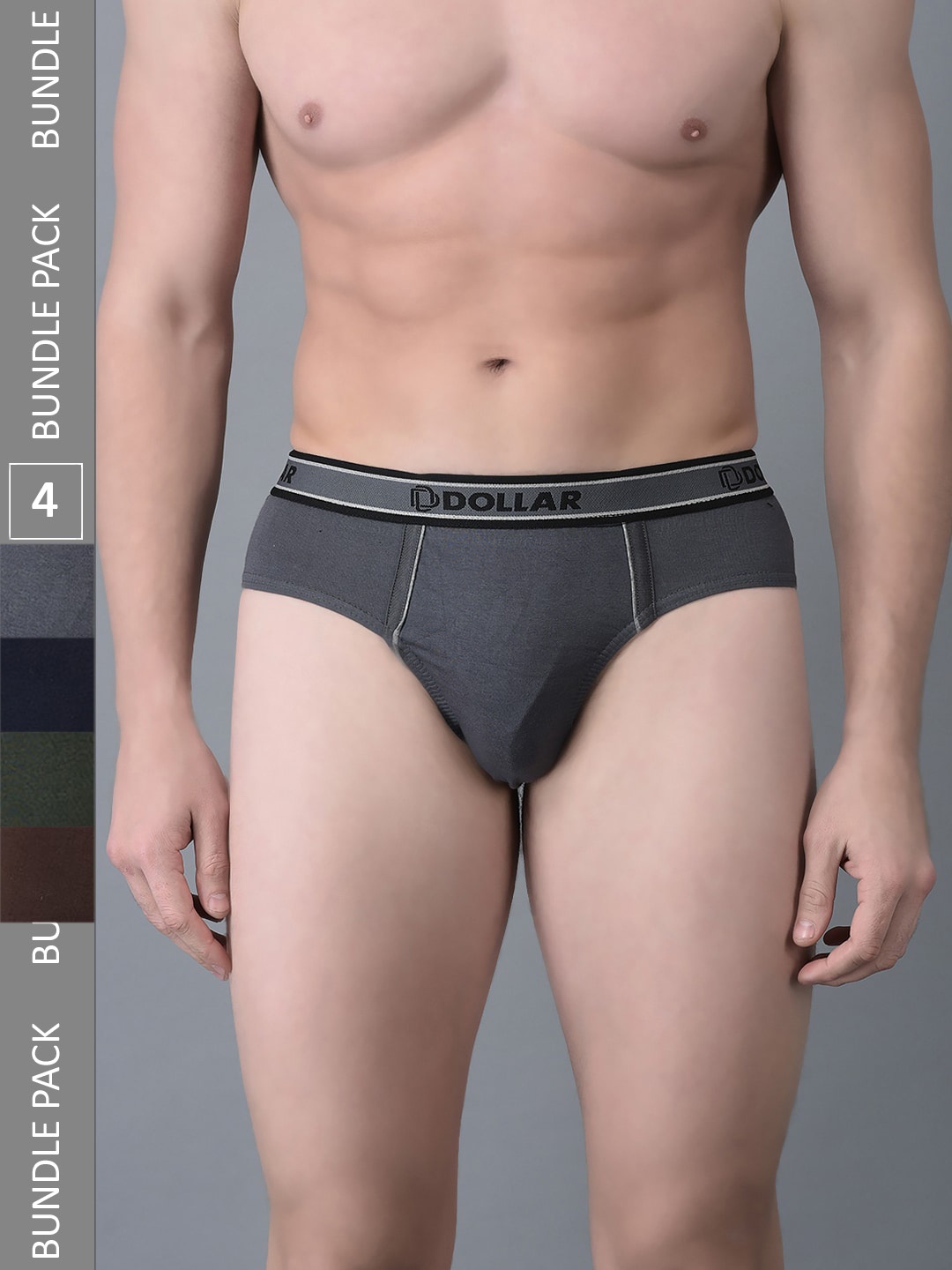 

Dollar Bigboss Men Solid Pack of 4 Anti-Microbial Super Combed Cotton Brief, Assorted