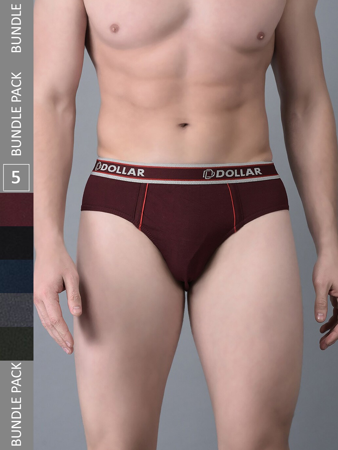

Dollar Bigboss Men Solid Pack of 5 Anti-Microbial Super Combed Cotton Brief, Assorted