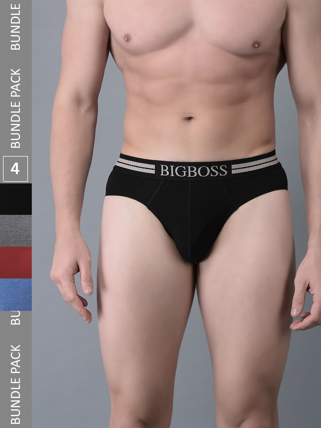 

Dollar Bigboss Men Solid Pack of 4 Shuffle Intellisoft Cotton Modal Brief, Assorted