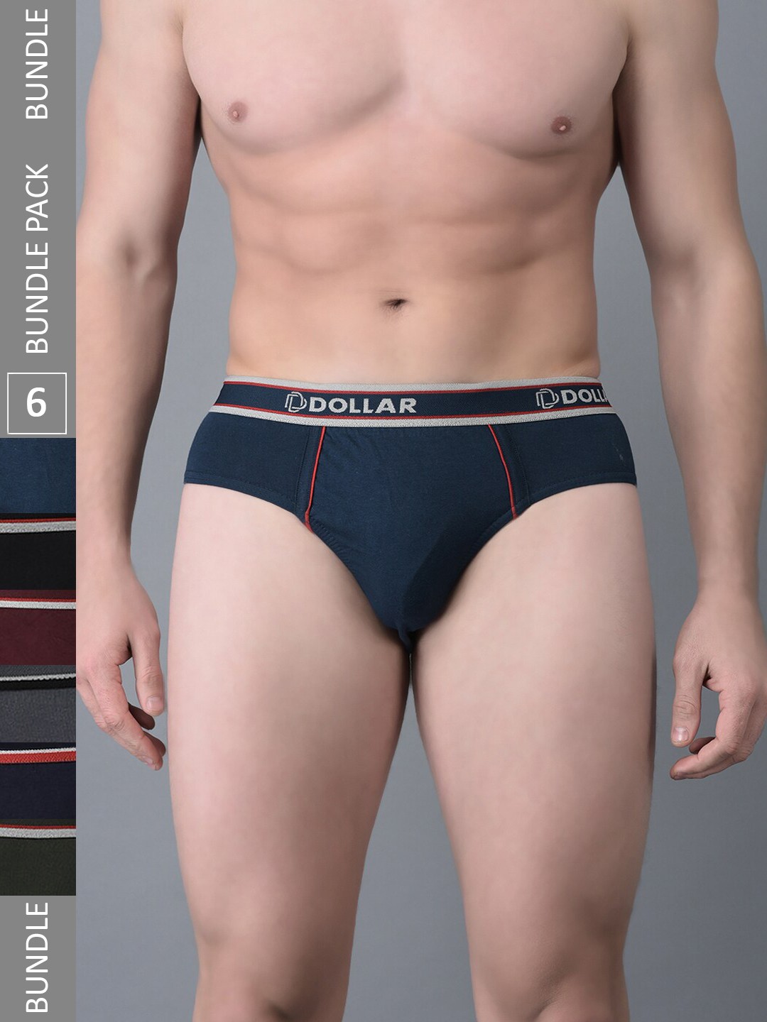 Dollar Bigboss Men Solid Pack of 6 Anti-Microbial Super Combed Cotton Brief, Assorted