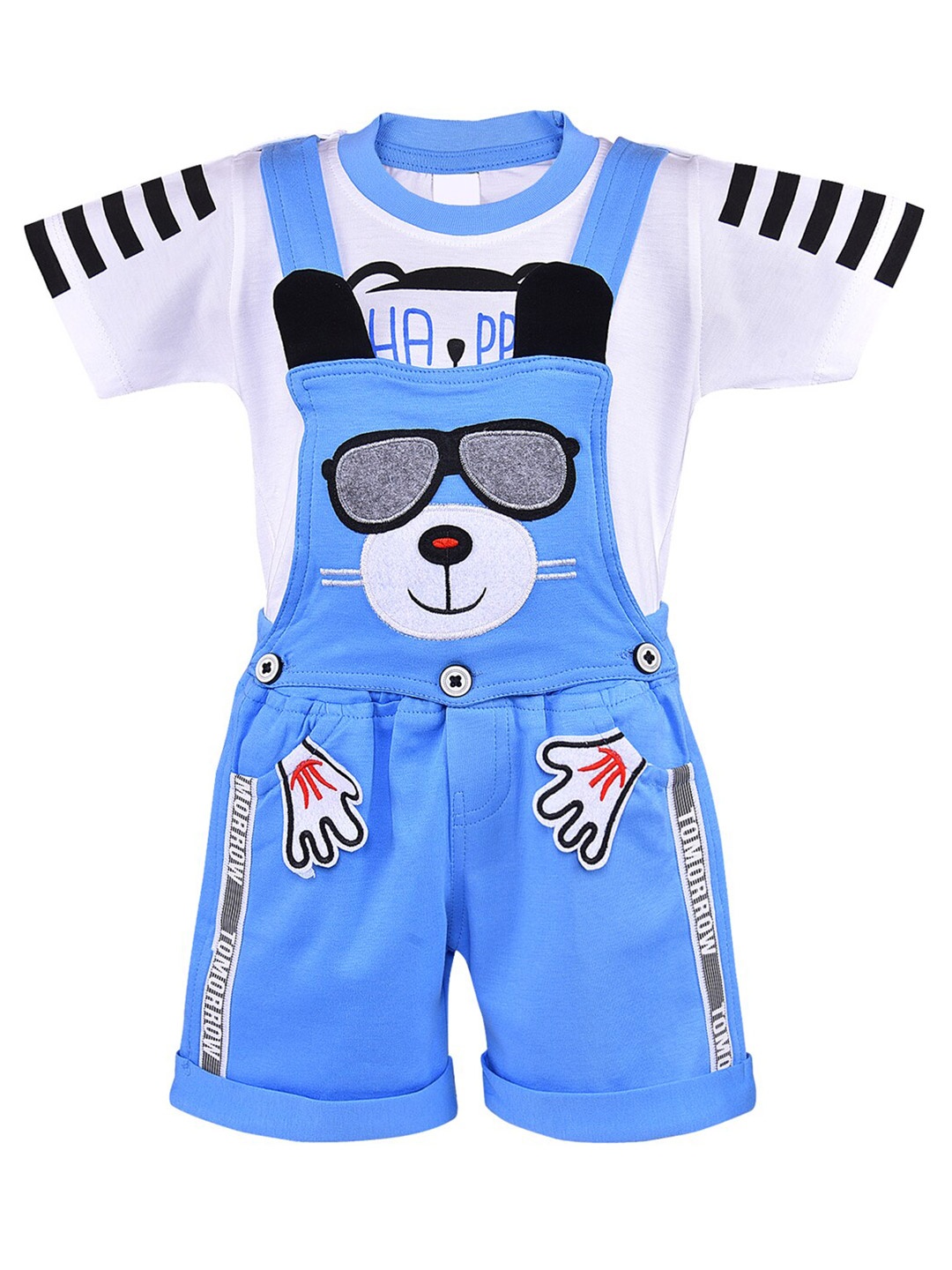 

Wish Karo Infants Boys Printed T-shirt With Dungarees, Blue