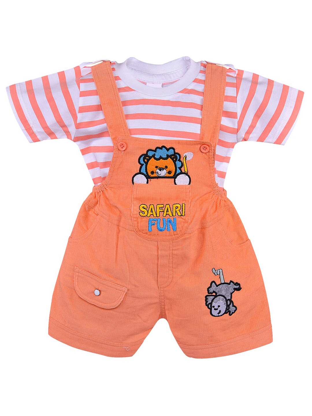 

Wish Karo Boys Embroidered Dungarees & T-shirt, Orange