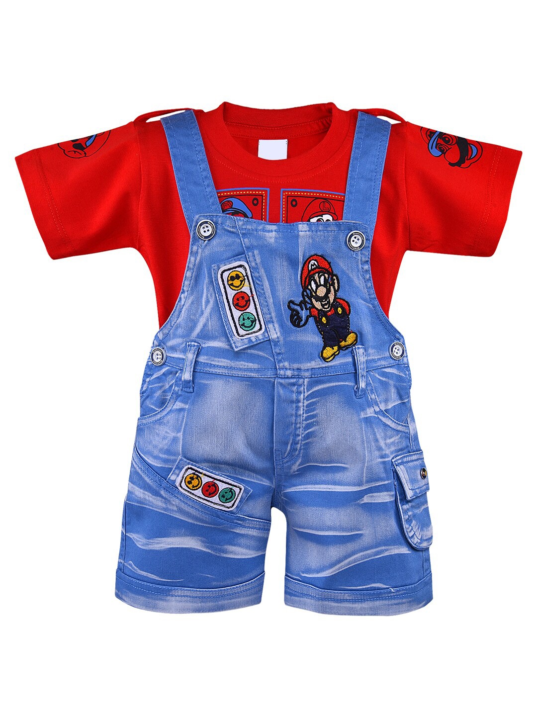 

Wish Karo Boys Embroidered Dungarees & T-shirt, Blue