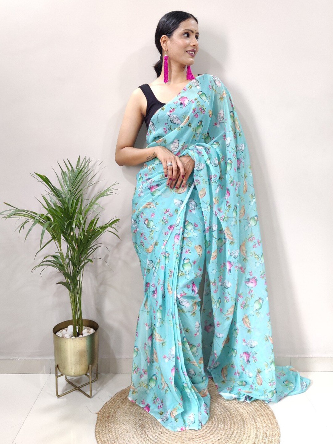 

VEERAX Floral Printed Pure Silk Saree, Blue