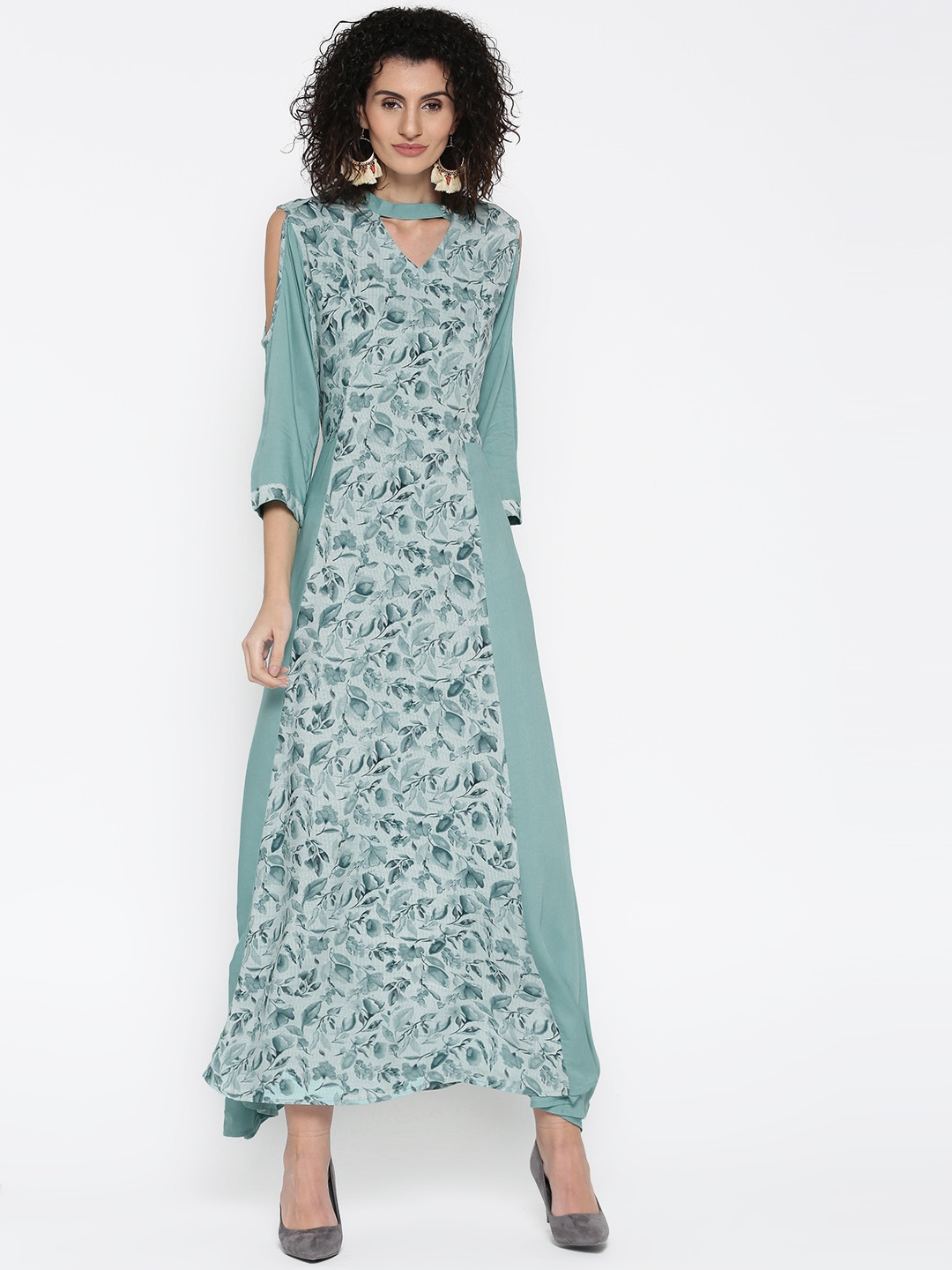 

Shree Women Blue Floral Print Maxi Dress