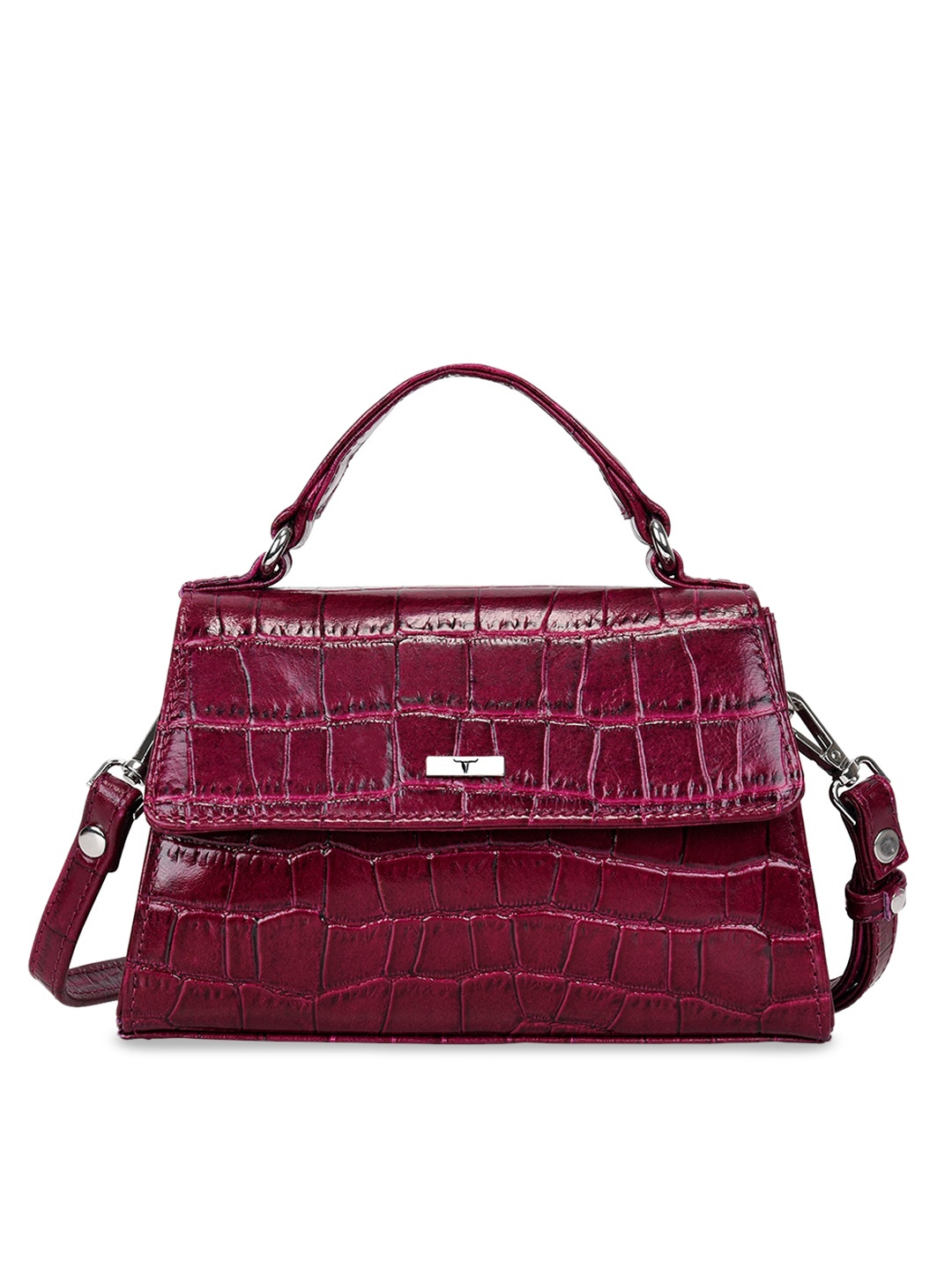 

URBAN FOREST Textured Leather Structured Handheld Bag, Burgundy
