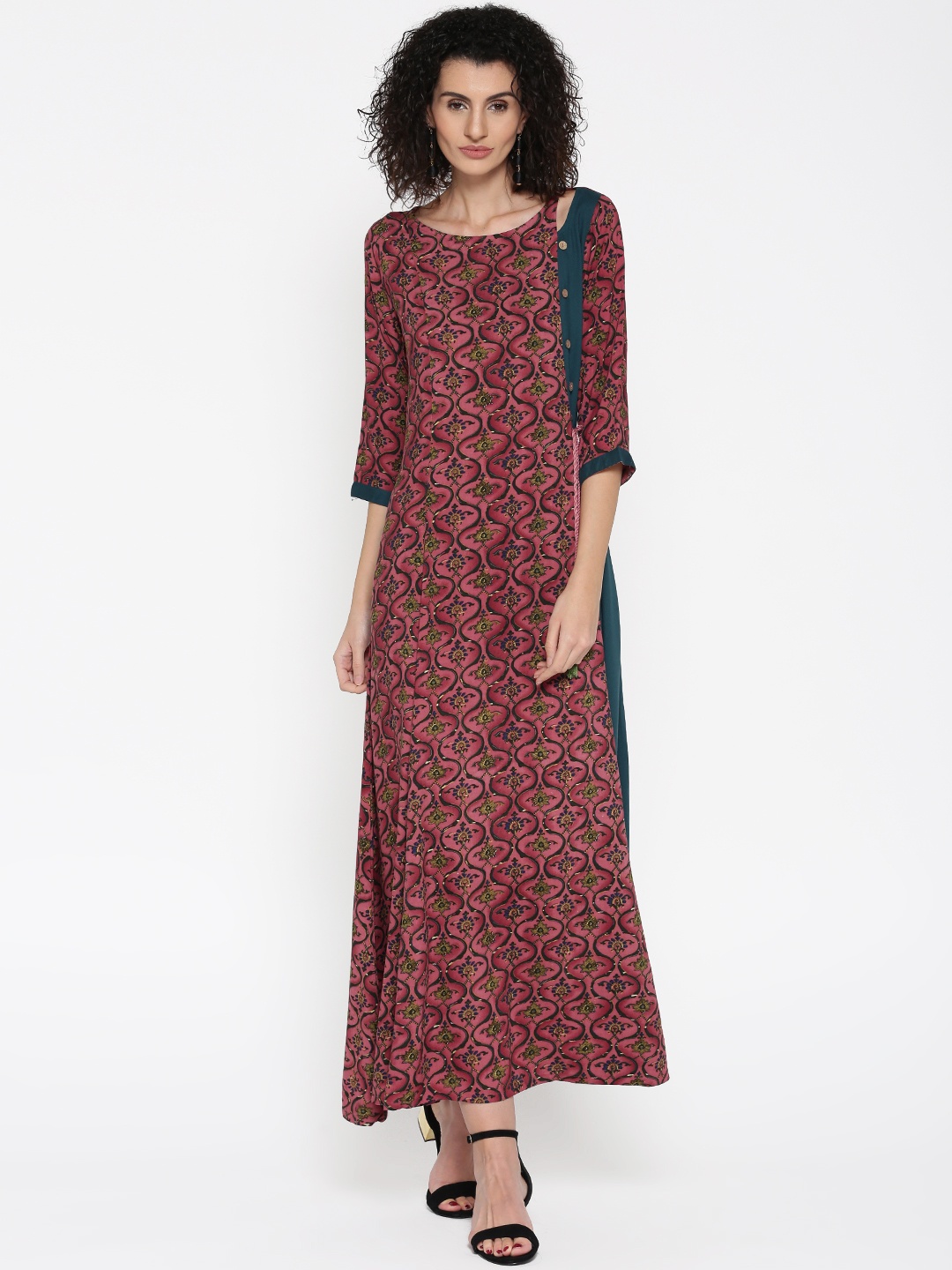 

Shree Women Pink Printed Maxi Dress
