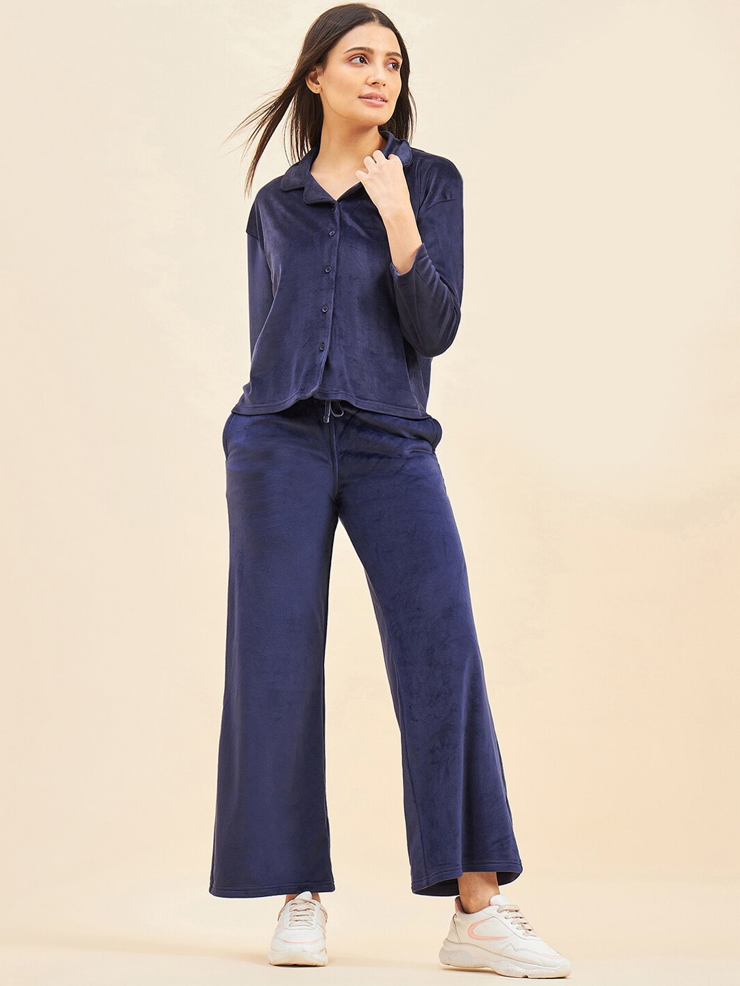 

Sweet Dreams Navy Blue Shirt Collar Shirt & Trouser