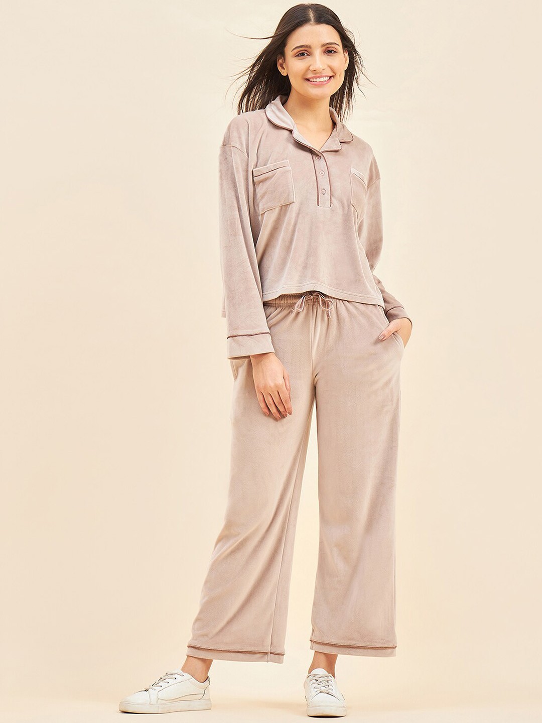 

Sweet Dreams Beige Shirt Collar Shirt & Trouser