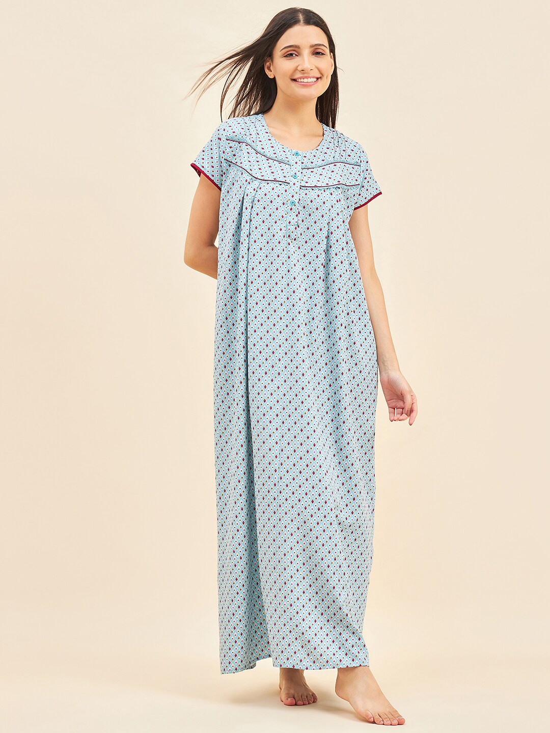 

Sweet Dreams Green Floral Printed Maxi Nightdress