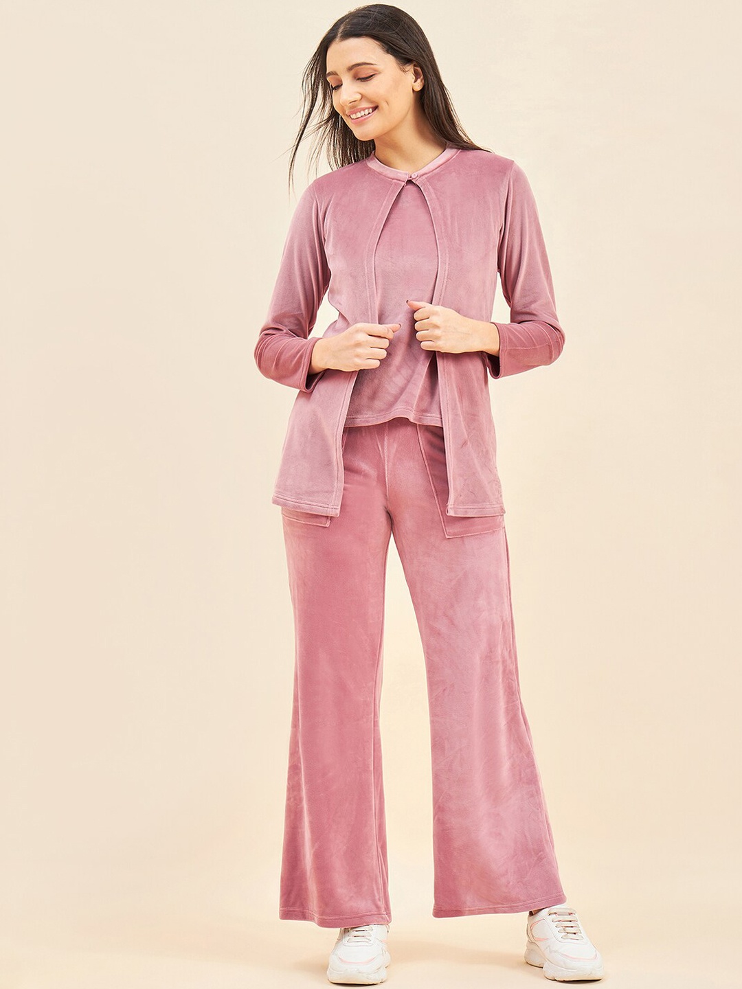 

Sweet Dreams Pink Top With Trouser & Shrug