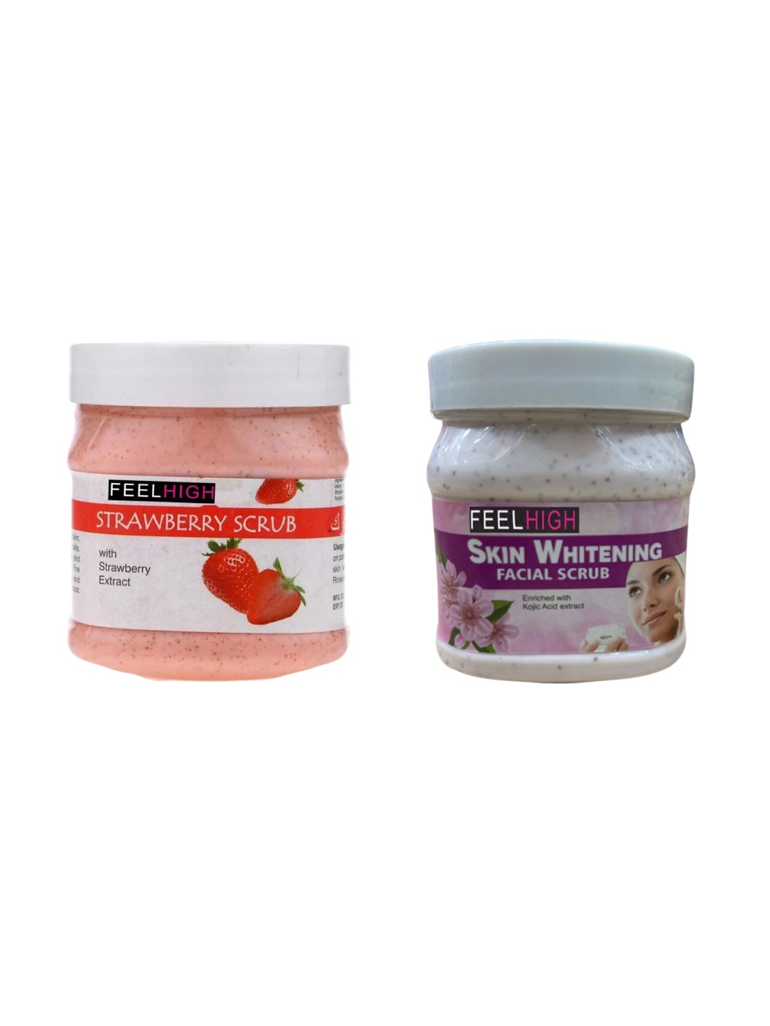 

FEELHIGH Set Of 2 Strawberry & Skin Whitening Face & Body Scrubs 500ml Each, White