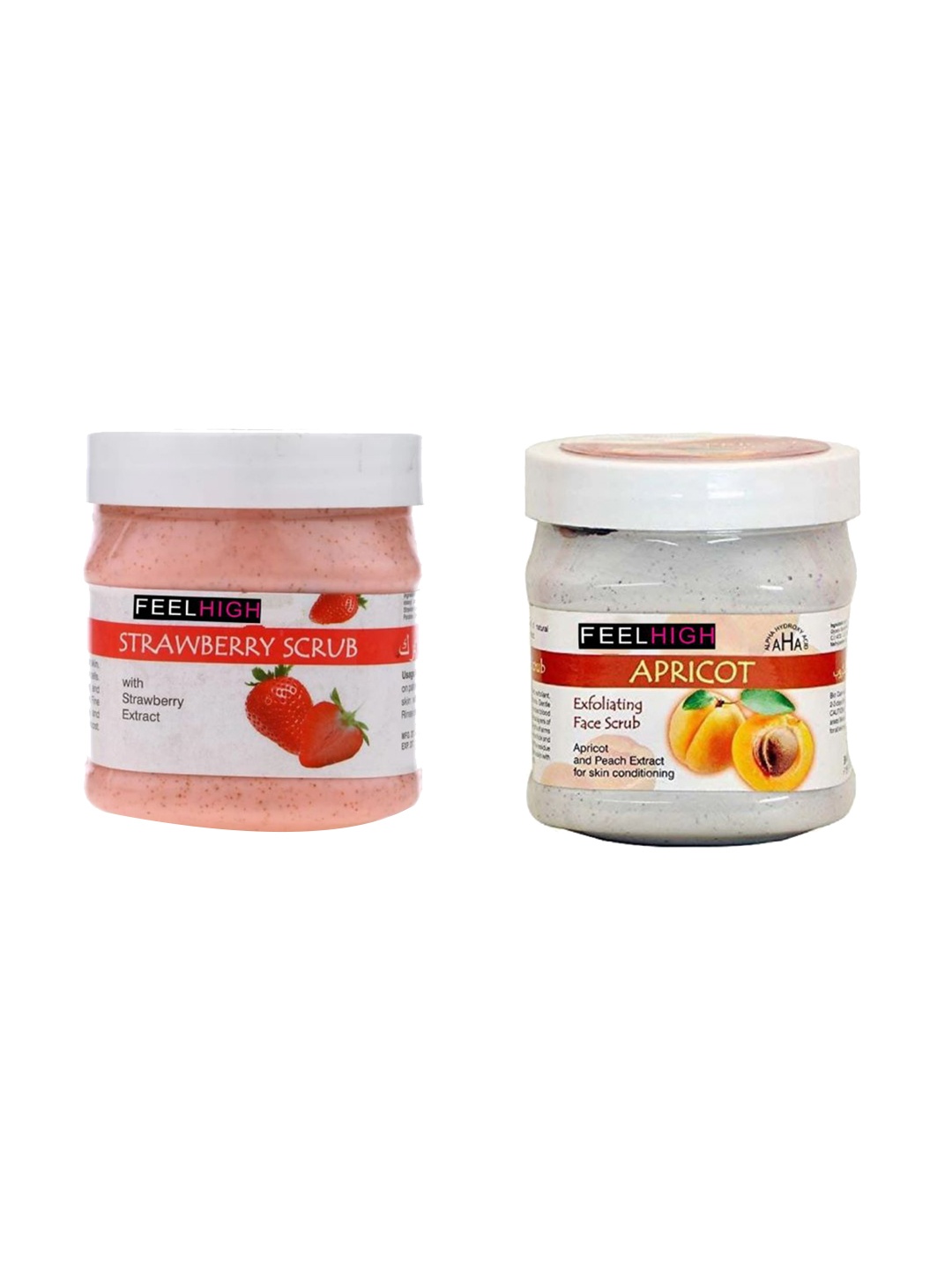 

FEELHIGH Set Of 2 Strawberry & Apricot Face & Body Scrubs 500ml Each, White