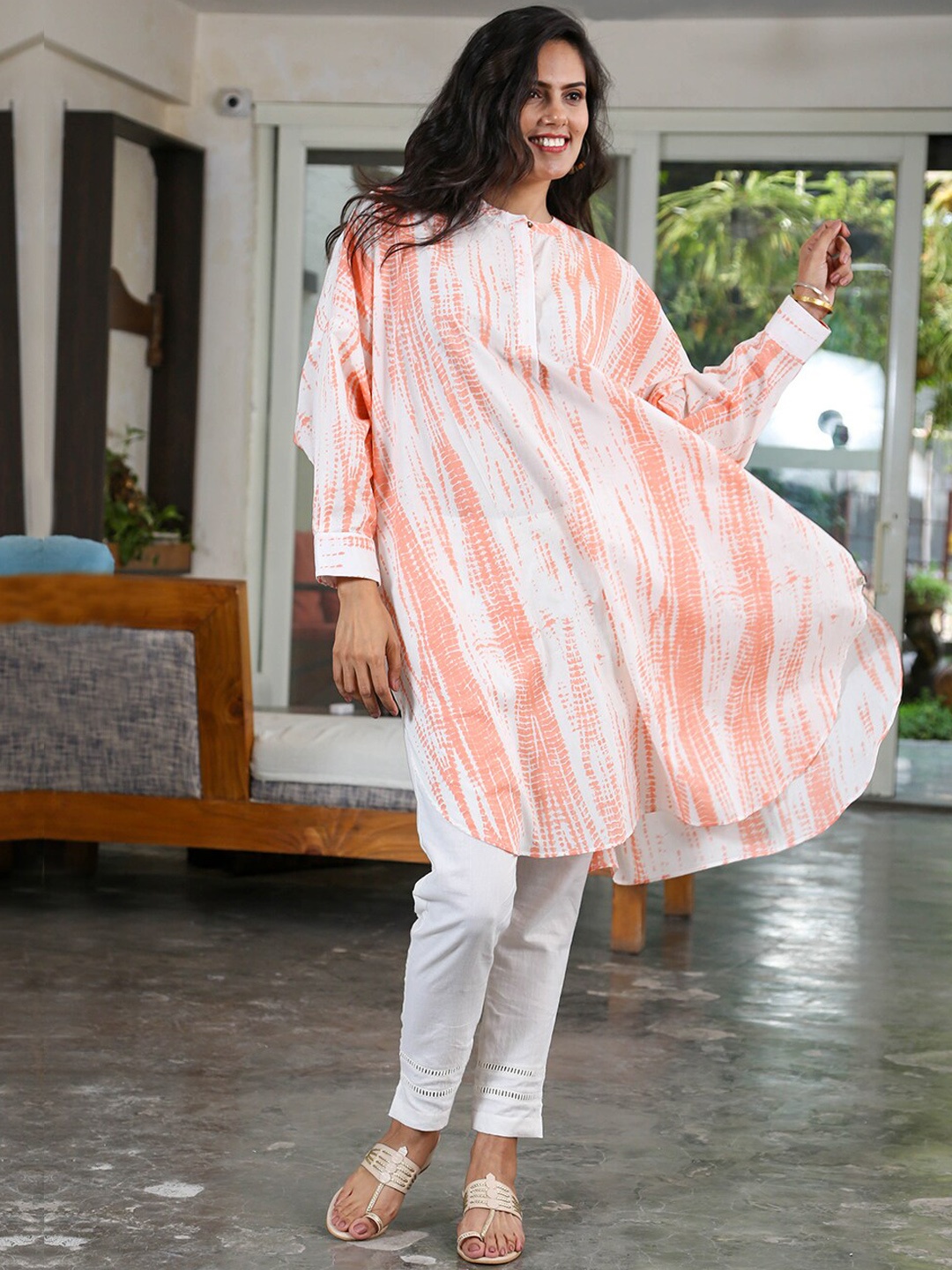 

FABNEST Dyed Regular Pure Cotton Kurta with Pyjamas, Orange
