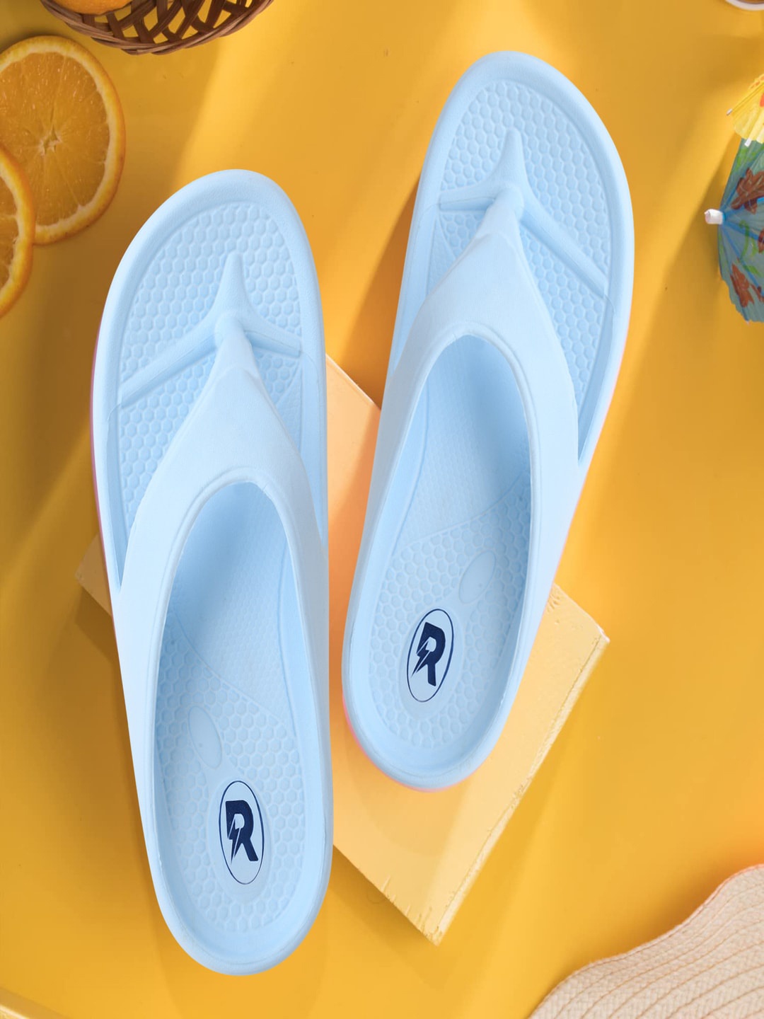 

BEONZA Women Textured Thong Flip-Flops, Blue